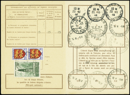 N°567 + 605 en paire obl Paris 49 (1944) sur carte