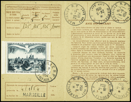 PA n°20 500F vert Marseille RP (3.1.1954) sur cart
