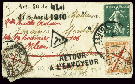 N°137 sur une petite lettre avec taxe n°29 + 41 ré