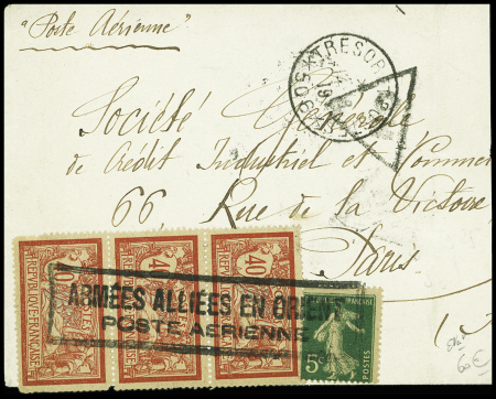 N°119, bande de 3 + n°137 obl cachet rect noir "Ar