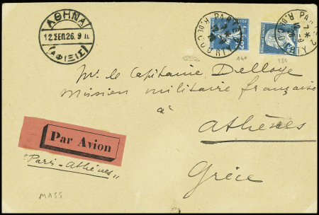 N°140 + 180 obl Paris R. de Courty (12.9.26) sur l