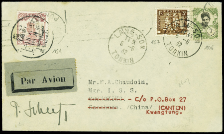 Indochine n°106 + 157 obl Lang-Son (6.6.32) + Chin