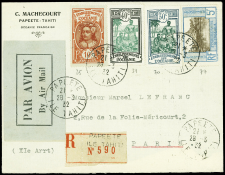 Océanie n°25 + 31 + 70 + 77 obl Papeete (28.3.32) 