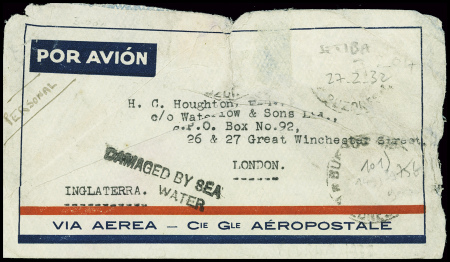 Env aéropostale (timbres décollés par immersion) p