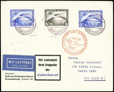 Zeppelin. Vol du Sudamerikafahrt 1930 AFF Allemagn