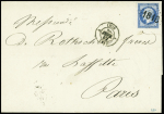 N°14 obl d'essai "1818 Bâton" + T15 "A Lyon A" (20