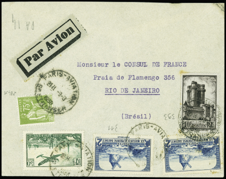 PA n°14, 50F vert + 284A + 311, 2 pièces + 393 obl