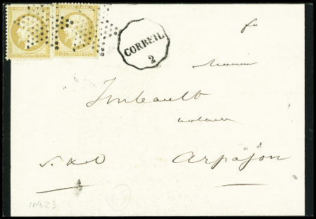 N°21 2 pièces, obl étoile muette + CAD d'essai ondulé