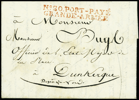 MP rouge "N°20 Port Payé Grande -armée datée de Be