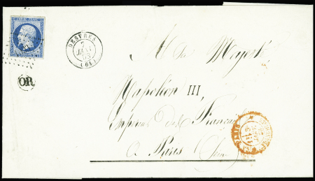 N°14 obl PC 1093 + T15 Desvres (1858) sur lettre a