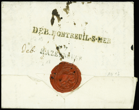 Lettre avec MP rouge sur 3 lignes "Postes Sénat Co