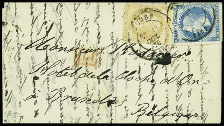 N°28 + 29 obl CAD T17 "Tours (36)" (21 oct 1870) s