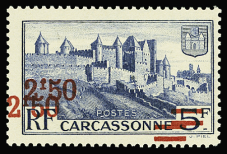 N°490a Carcassonne, variété double surcharge, neuf