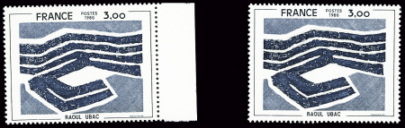 N°2075b Raoul Ubac, variété couleur beige omise, deux