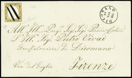 1855-63 10c. Bister-brown, cancelled by two pen strokes
