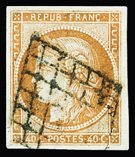 N°5 40c orange : deux exemplaire FAUX de SPERATI, obl.