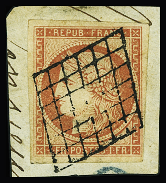 N°7a 1 franc vermillon vif, très belle nuance, obl.