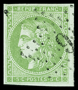 N°42B 5c vert, obl. étoile, TB