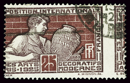 N°212 variété piquage à cheval, obl., TB, rare. Signé