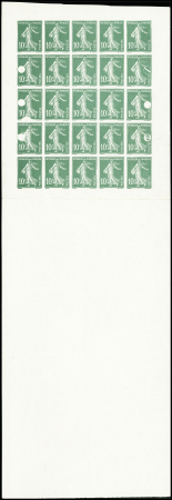 N°159 10c vert, Essai non dentelé réalisé sur la machine