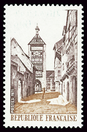 N°1685 Riquewihr, variété sans le vert, avec légende