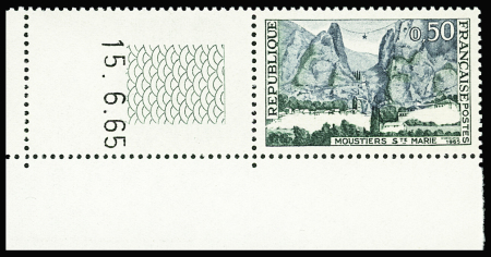 N°1436 variété sans la ville et sans le brun, CdF daté,