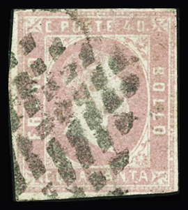 1851 40c. LILAC-ROSE cancelled by rhomboids pmk, fresh