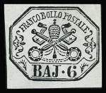 1852 6b. Grey, good margins all around, never hinged