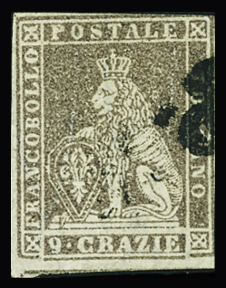 1859 Provisional Government 9cr. Brown-lilac, wmk wavy