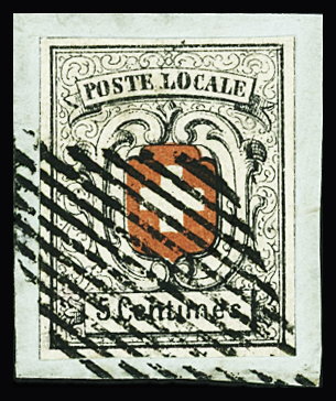 Neuenburg 5C, farbfrisch und sehr gut gerandete Marke mit