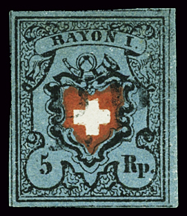 Type 24, sehr gut gerandet , mit schwarzem PP entwertet,