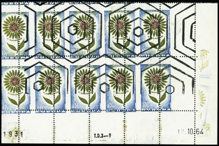 N°653 EUROPA 1964 50c, spectaculaire bloc de 10 bas