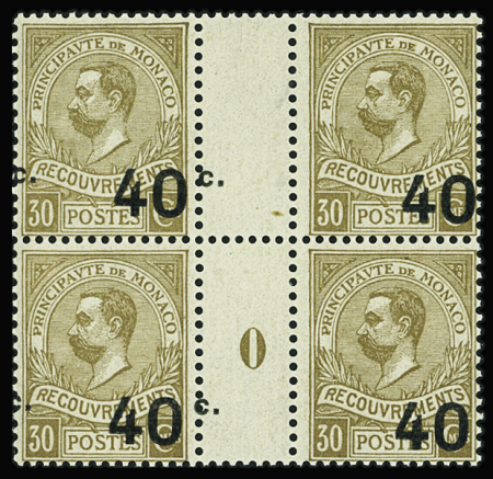 TAXE N°12 40c sur 30c bistre, variété surcharge déplacée