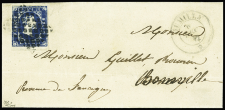 RUMILLY 1852 Lettre avec Sardaigne n°2 (touché) obl.