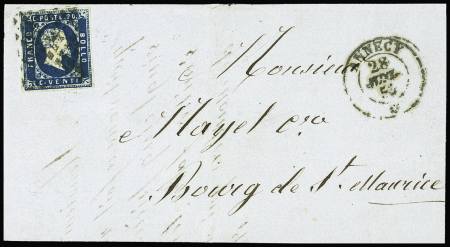 ANNECY 1853 Grille sarde sur n°2 de Sardaigne + càd