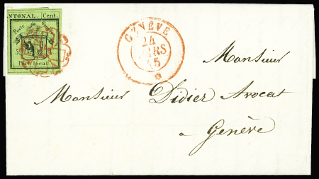 Rechte Hälfte Doppelgenf, farbintensiv und vierseitig