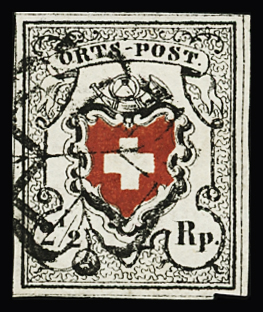 Orts-Post ohne Kreuzeinfassung, Type 30, in leuchtend