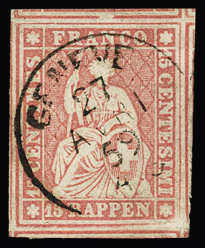 15Rp. rosa, weissrandig, Teiler 7 von 8 Nebenmarken,