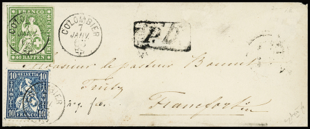 40Rp. grün, weissrandig mit Teilen von vier Nachbarmarken