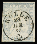 1Fr. blaugrau, allseits voll- bis weissrandig mit Vollstempel