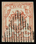 1850-52 Partie Rayonmarken mit 9 Einzelmarken und ein