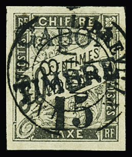 N°12 15 sur 30c noir, obl. càd Libreville, TTB, très