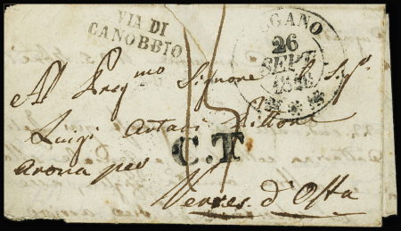 1840 Folded entire from Campione, dated internally 25