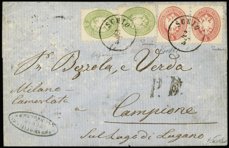 1866 LOMBARDY-VENETIA : Folded cover from Schio franked