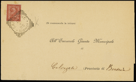 1863-77 Italy De La Rue Turin-printing 2C orange-brown tied by