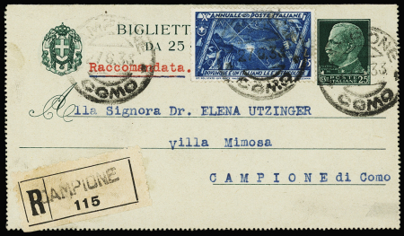 1933 Registered LOCAL letter bearing 1929 25c and 1932