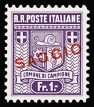 0,05Fr. to 1Fr., perf. 11 1/2, the complete set SAGGIO