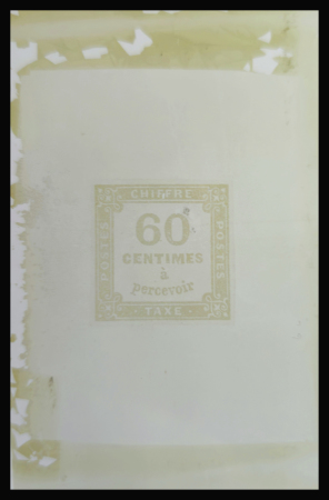 N°8 60c, cliché d'impression sur plaque de verre, utilisé