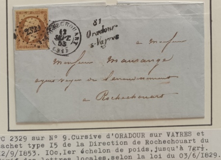 HAUTE-VIENNE 1849-1871, Sélection de belles lettres