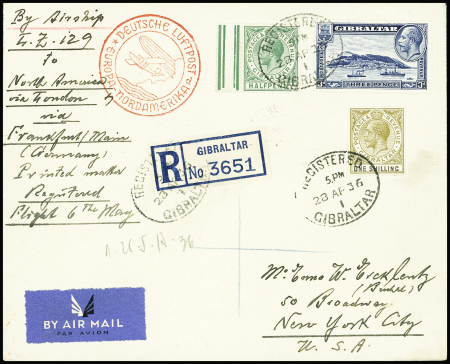 1936 (Jun 28) Printed matter sent registered by Zeppelin